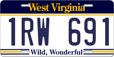 WV license plate 1RW691