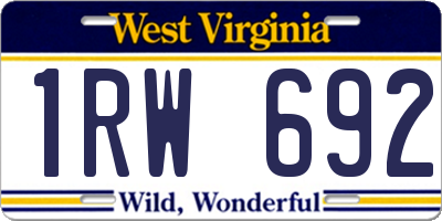 WV license plate 1RW692