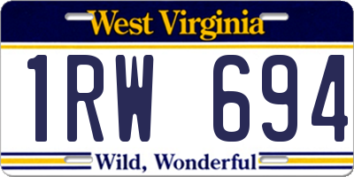 WV license plate 1RW694
