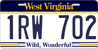 WV license plate 1RW702