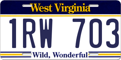 WV license plate 1RW703