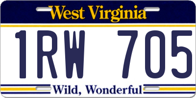WV license plate 1RW705