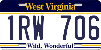 WV license plate 1RW706