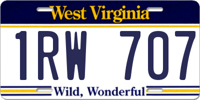 WV license plate 1RW707