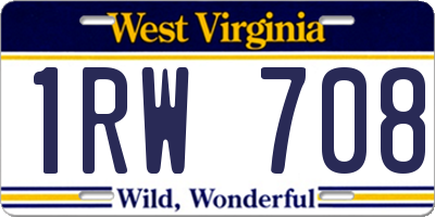 WV license plate 1RW708