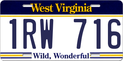 WV license plate 1RW716