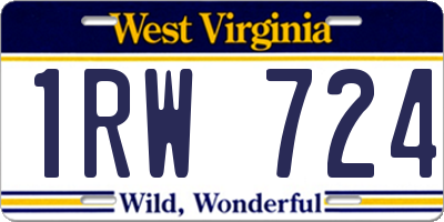 WV license plate 1RW724