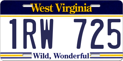 WV license plate 1RW725