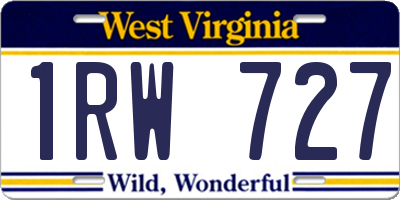 WV license plate 1RW727