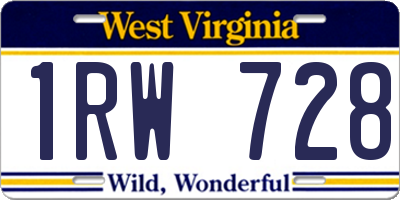 WV license plate 1RW728