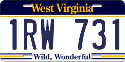WV license plate 1RW731