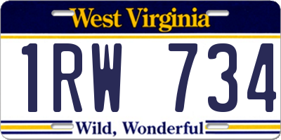 WV license plate 1RW734