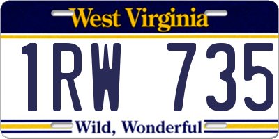 WV license plate 1RW735