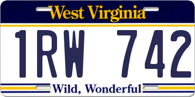 WV license plate 1RW742