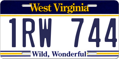 WV license plate 1RW744