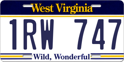 WV license plate 1RW747