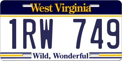 WV license plate 1RW749