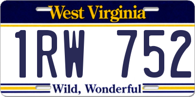 WV license plate 1RW752