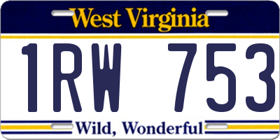 WV license plate 1RW753