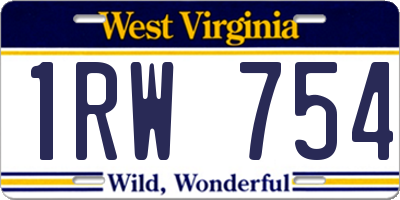 WV license plate 1RW754
