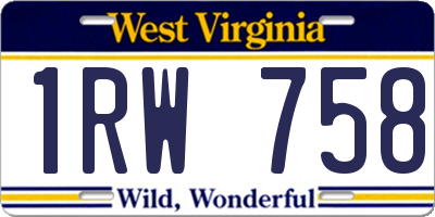 WV license plate 1RW758