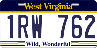 WV license plate 1RW762