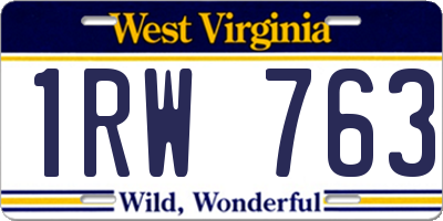 WV license plate 1RW763