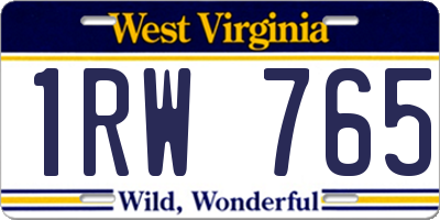 WV license plate 1RW765