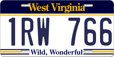 WV license plate 1RW766