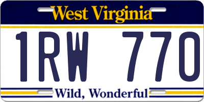 WV license plate 1RW770
