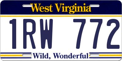 WV license plate 1RW772