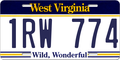 WV license plate 1RW774