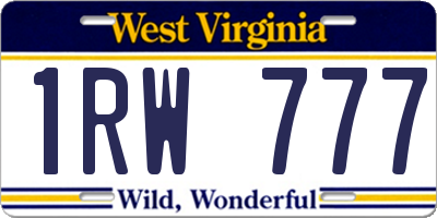 WV license plate 1RW777