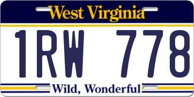 WV license plate 1RW778
