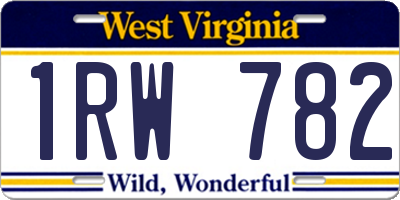WV license plate 1RW782