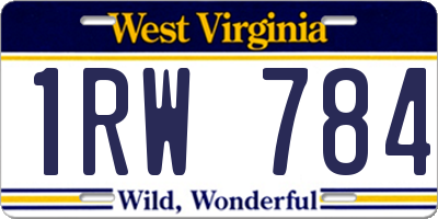 WV license plate 1RW784