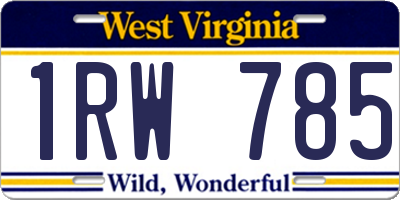 WV license plate 1RW785
