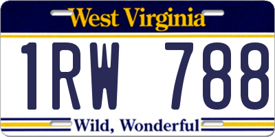 WV license plate 1RW788