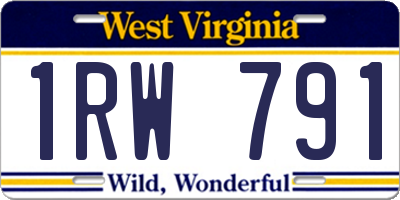 WV license plate 1RW791