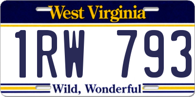 WV license plate 1RW793