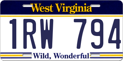 WV license plate 1RW794