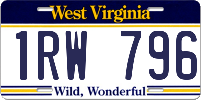 WV license plate 1RW796