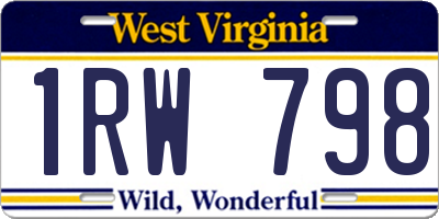 WV license plate 1RW798