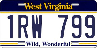WV license plate 1RW799
