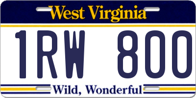 WV license plate 1RW800