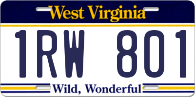 WV license plate 1RW801