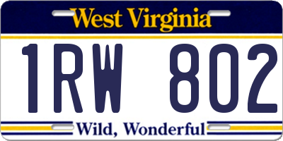 WV license plate 1RW802
