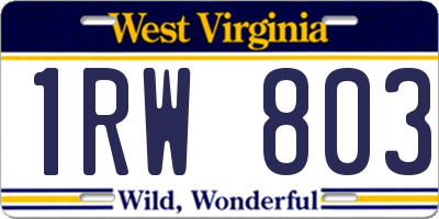 WV license plate 1RW803