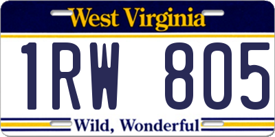 WV license plate 1RW805