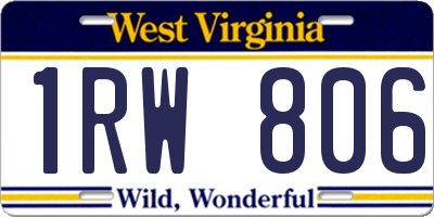 WV license plate 1RW806
